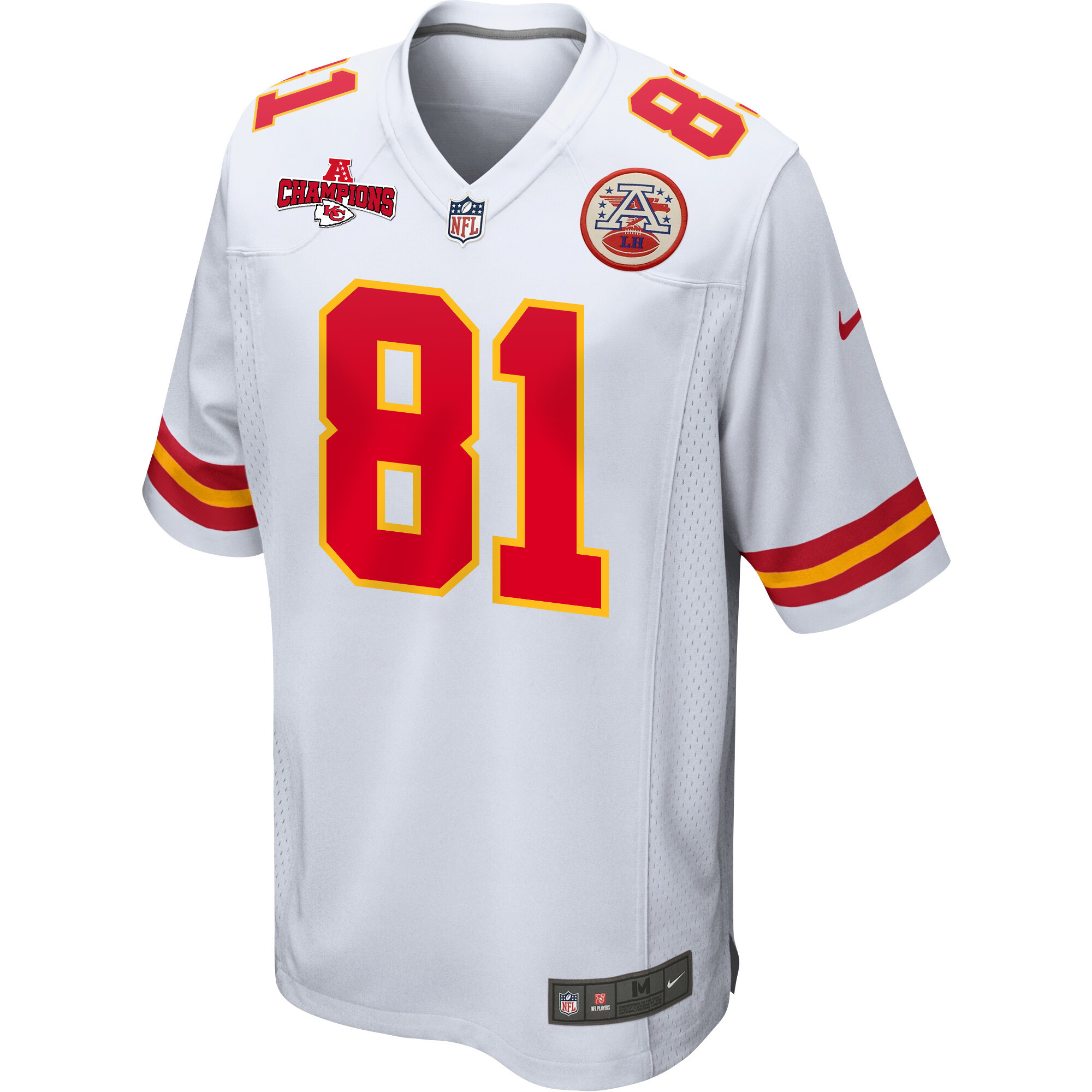 Blake Bell 81 Kansas City Chiefs AFC Champions Patch Game White NFL Jersey Men's