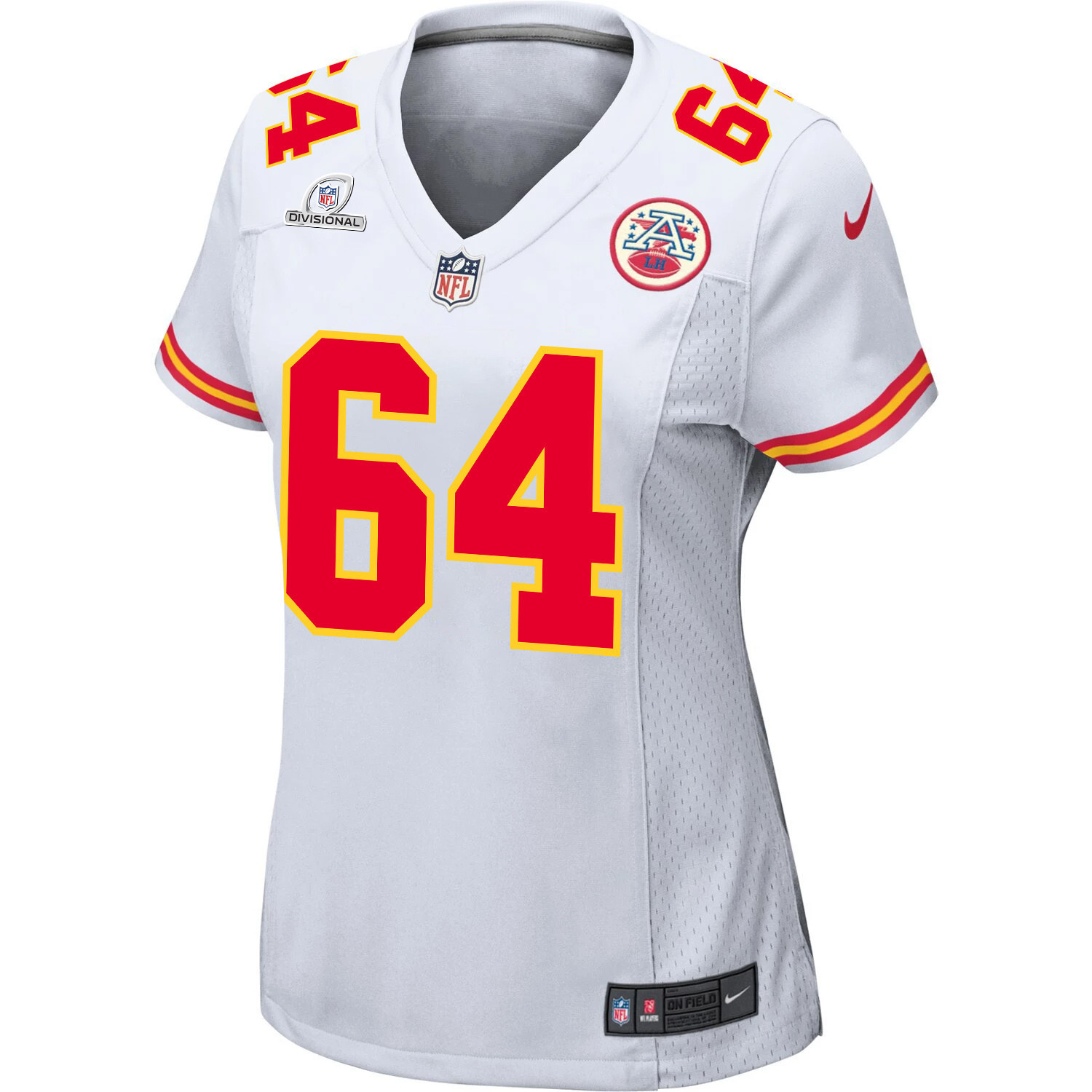 Wanya Morris 64 Kansas City Chiefs Super Bowl LVIII Patch Game White NFL Jersey Women's
