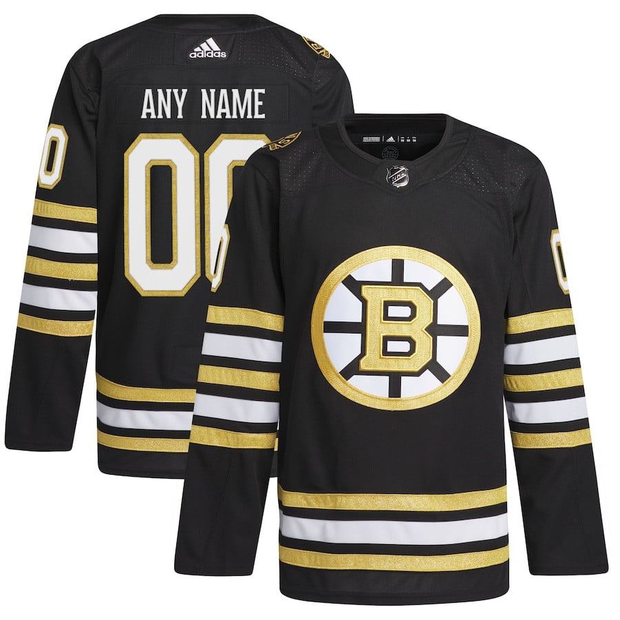 Boston Bruins 100th Anniversary Primegreen Custom Black NHL Jersey Men's