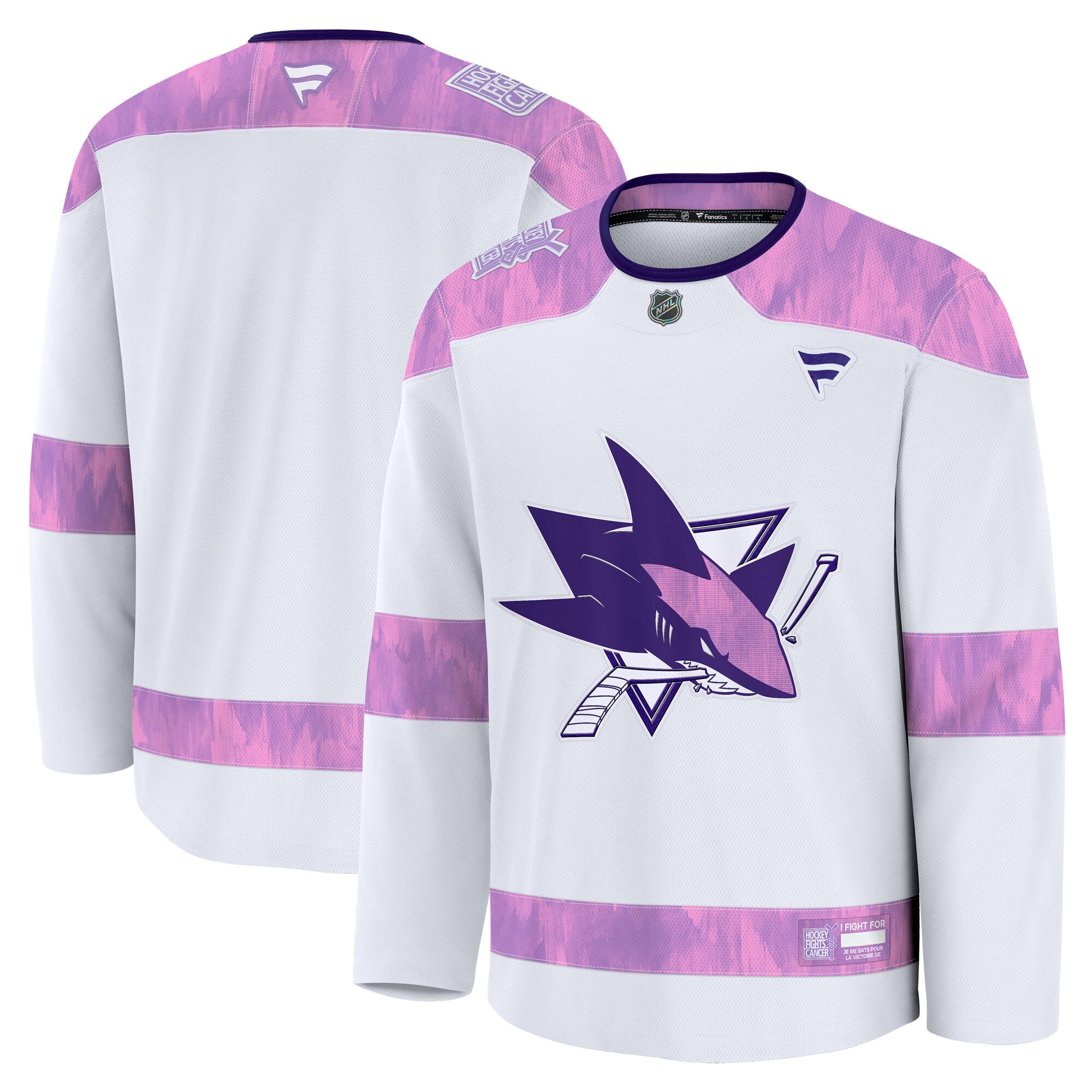 San Jose Sharks White 2024 Fights Cancer Practice NHL Jersey Men's