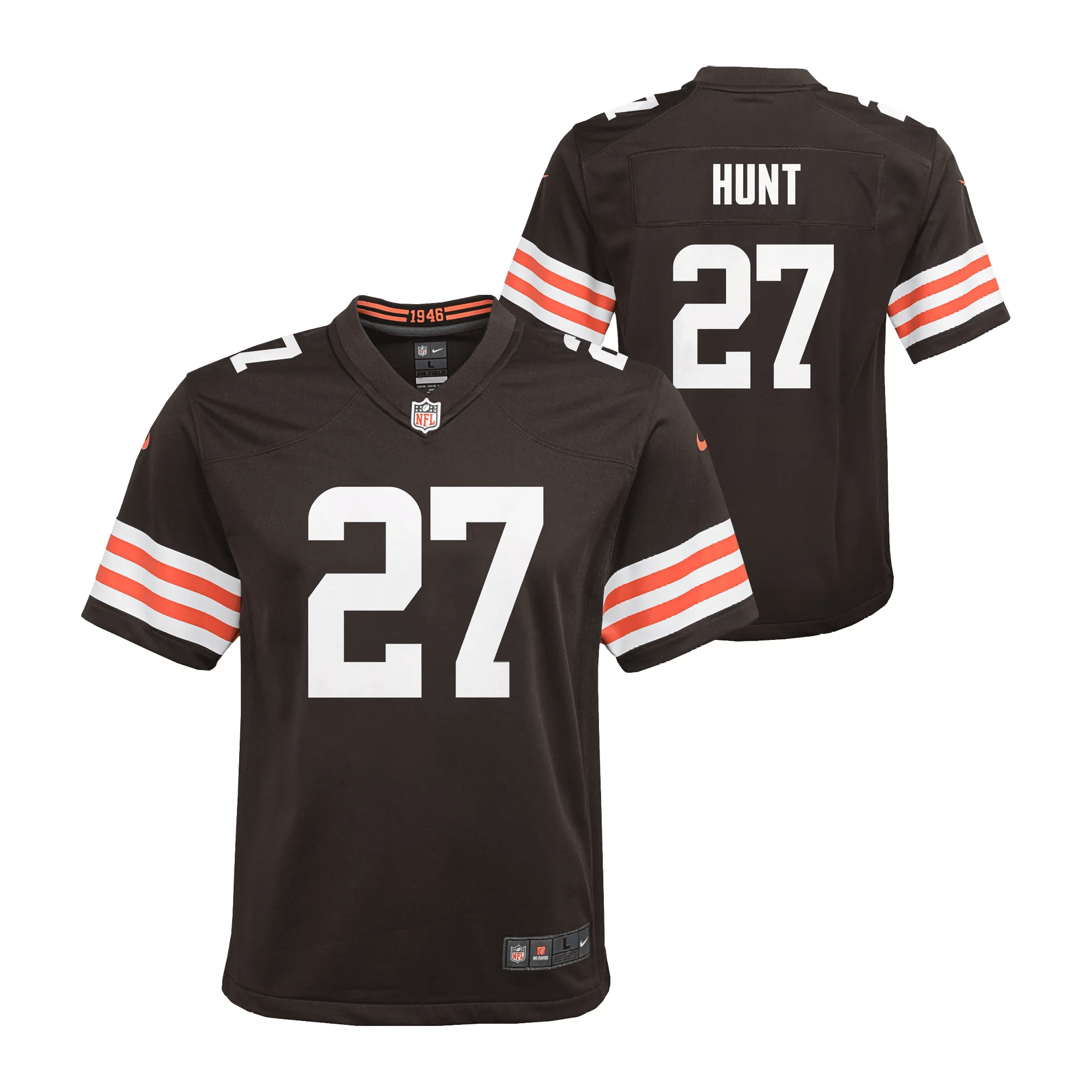 Kareem Hunt 27 Cleveland Browns Game Brown NFL Jersey Youth