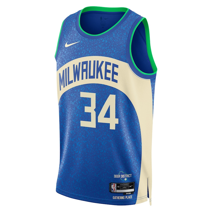 Giannis Antetokounmpo 34 Milwaukee Bucks 2023/24 City Edition Swingman Royal NBA Jersey Men's