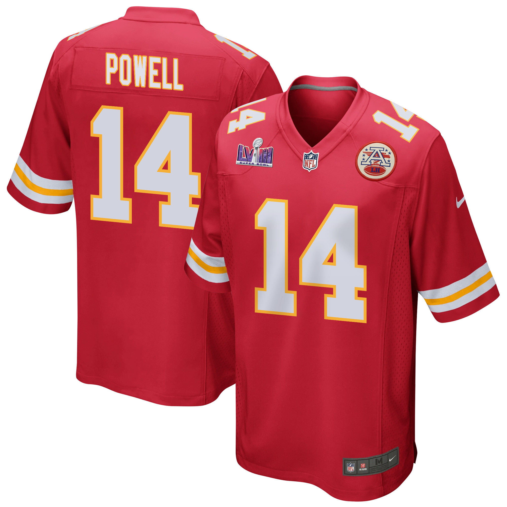 Cornell Powell 14 Kansas City Chiefs Super Bowl LVIII Patch Game Red NFL Jersey Men's