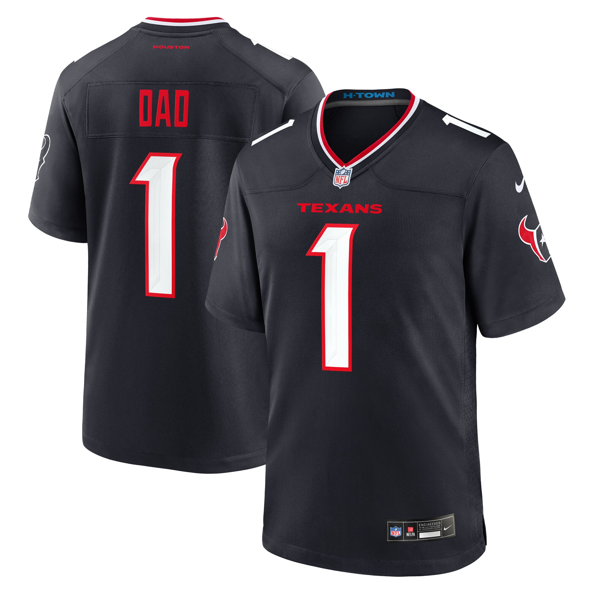 Houston Texans Navy #1 Dad Game NFL Jersey Men's