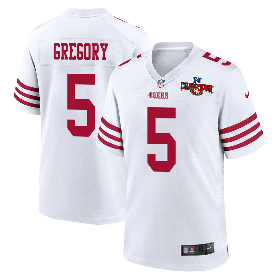 Randy Gregory 5 San Francisco 49ers NFC Champions Patch Game White NFL Jersey Men's