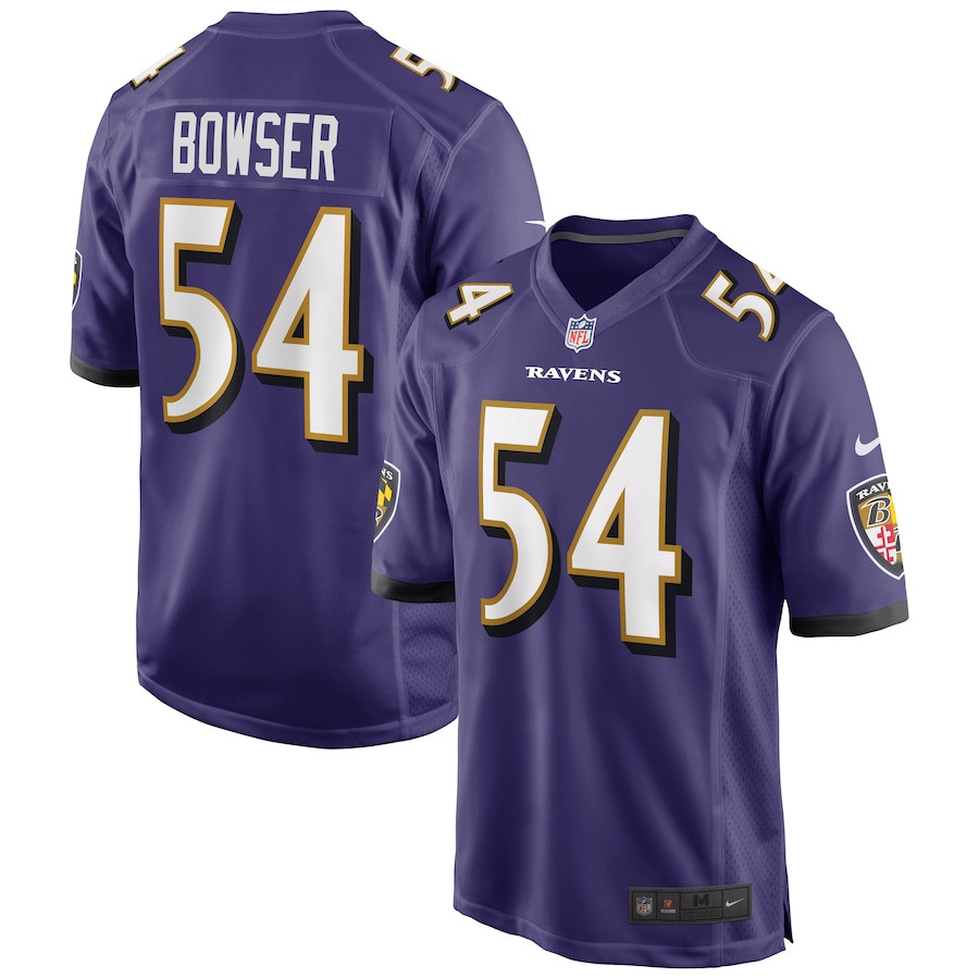 Tyus Bowser 54 Baltimore Ravens Game Purple NFL Jersey Men's