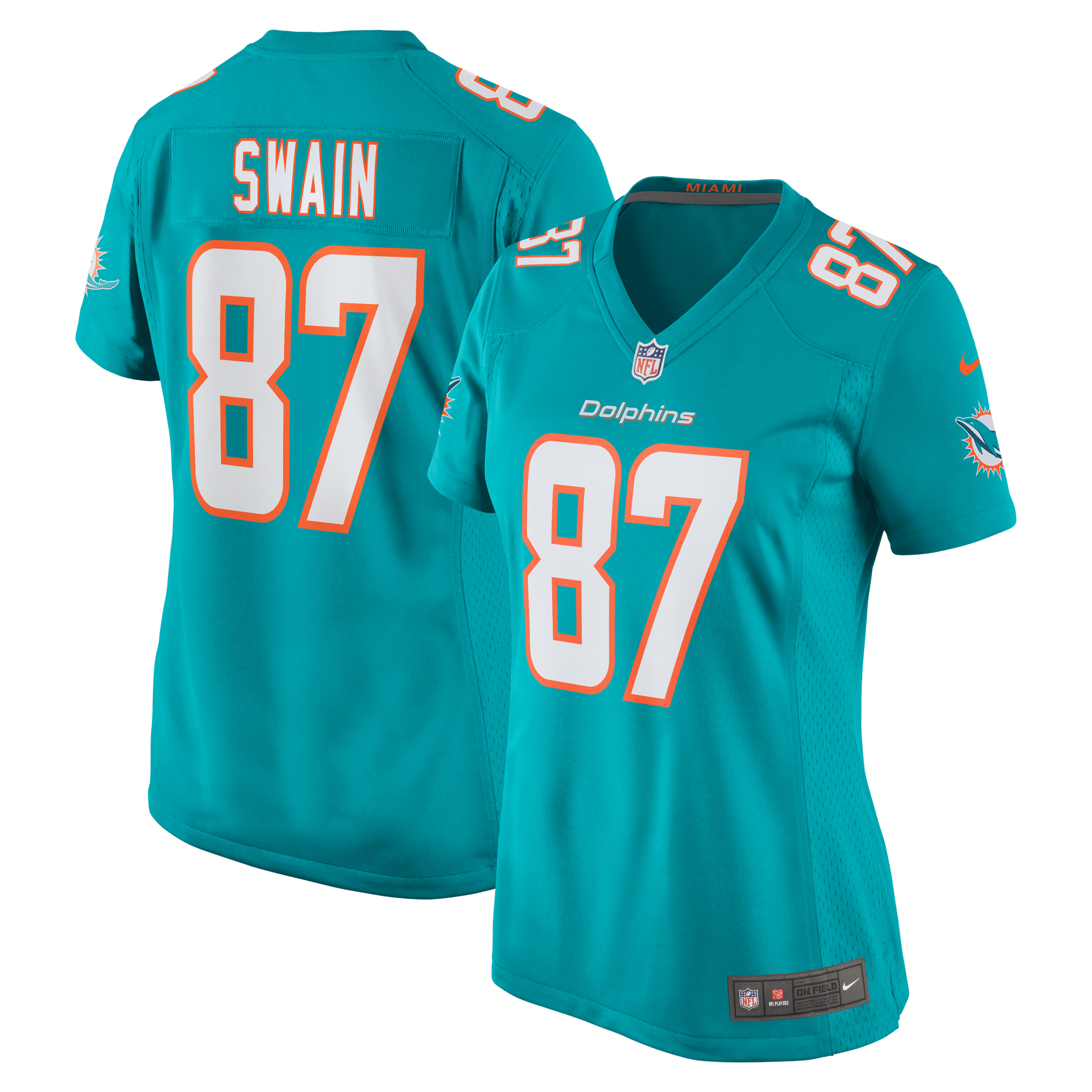 Miami Dolphins Freddie Swain Aqua Game NFL Jersey Women's
