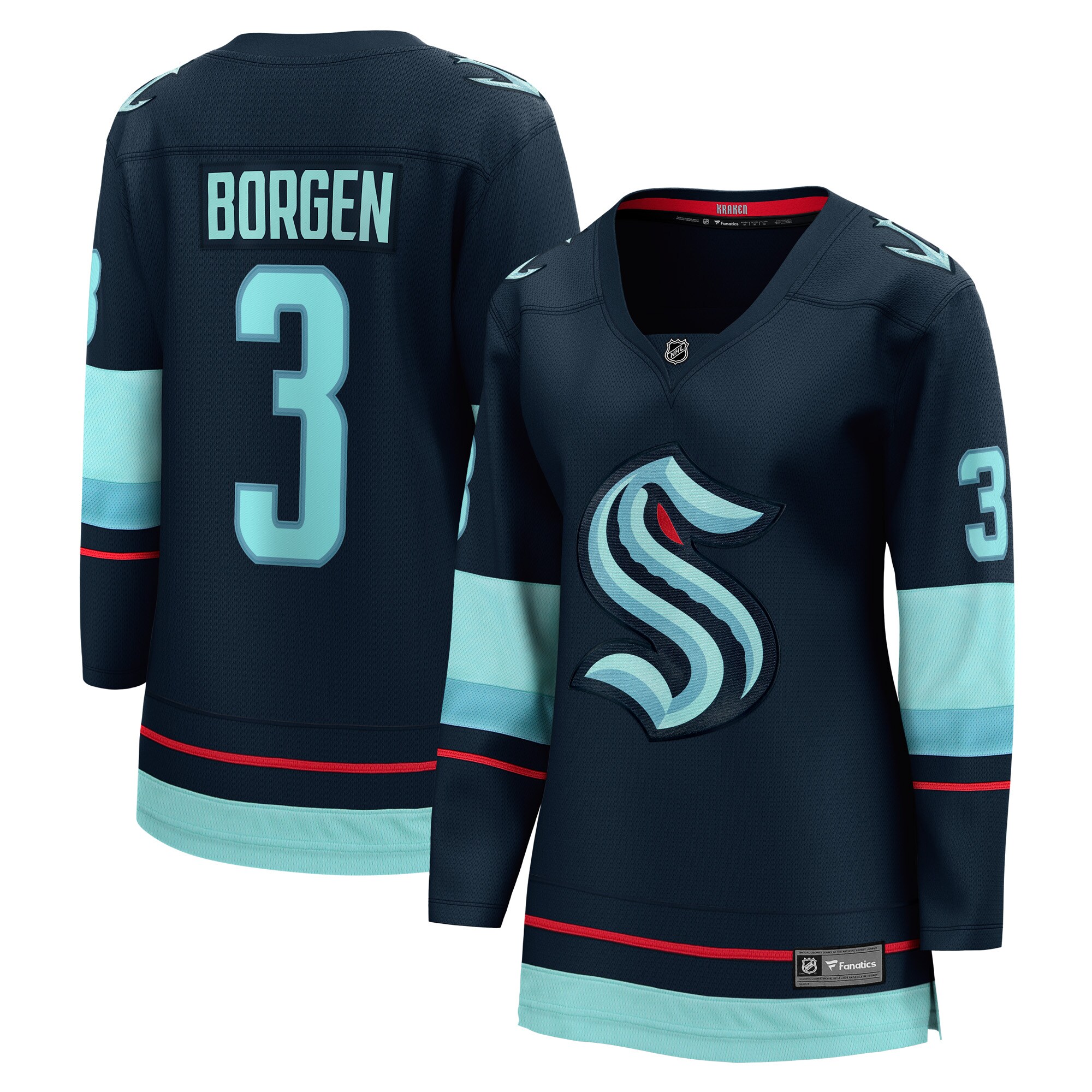 Seattle Kraken Will Borgen Deep Sea Blue Home Breakaway Player NHL Jersey Women's