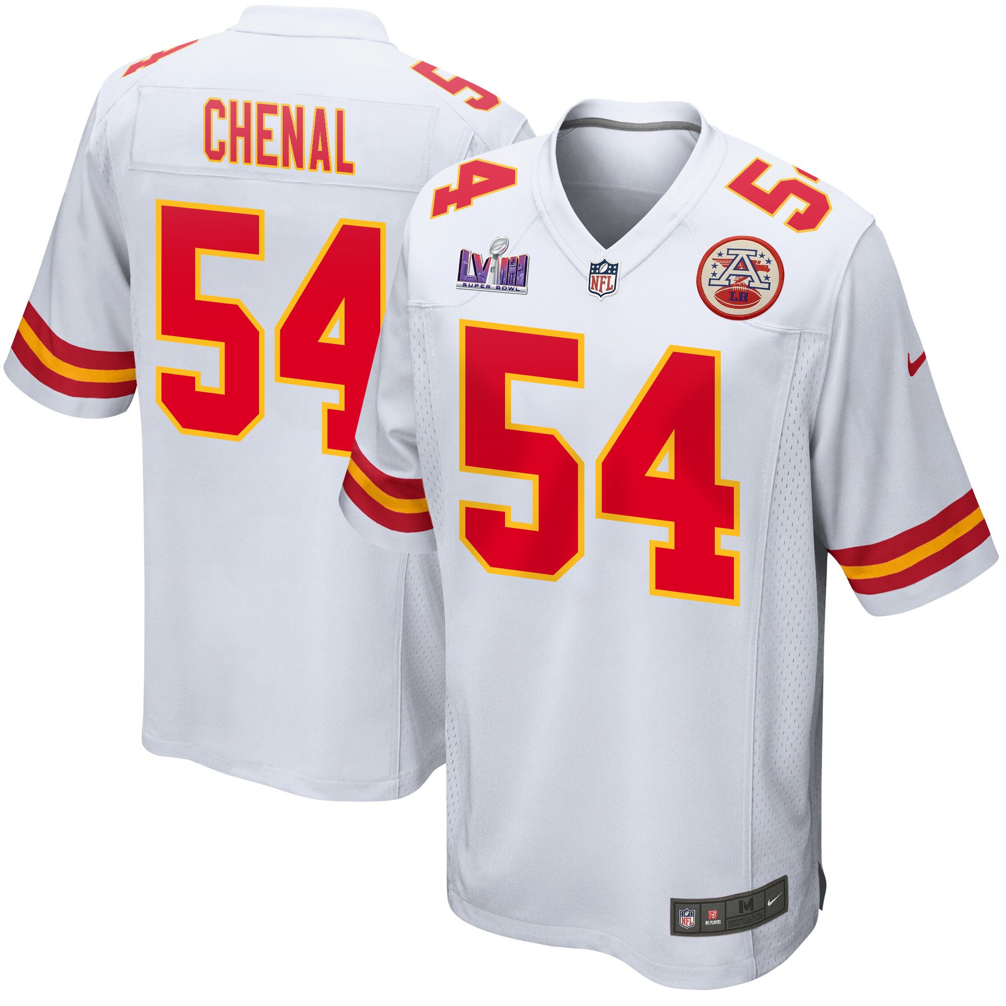 Leo Chenal 54 Kansas City Chiefs Super Bowl LVIII Patch Game White NFL Jersey Men's