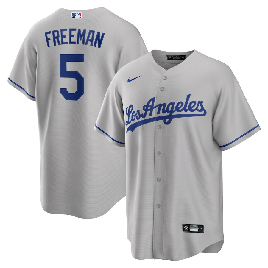 Freddie Freeman 5 Los Angeles Dodgers Road Gray MLB Jersey Men's