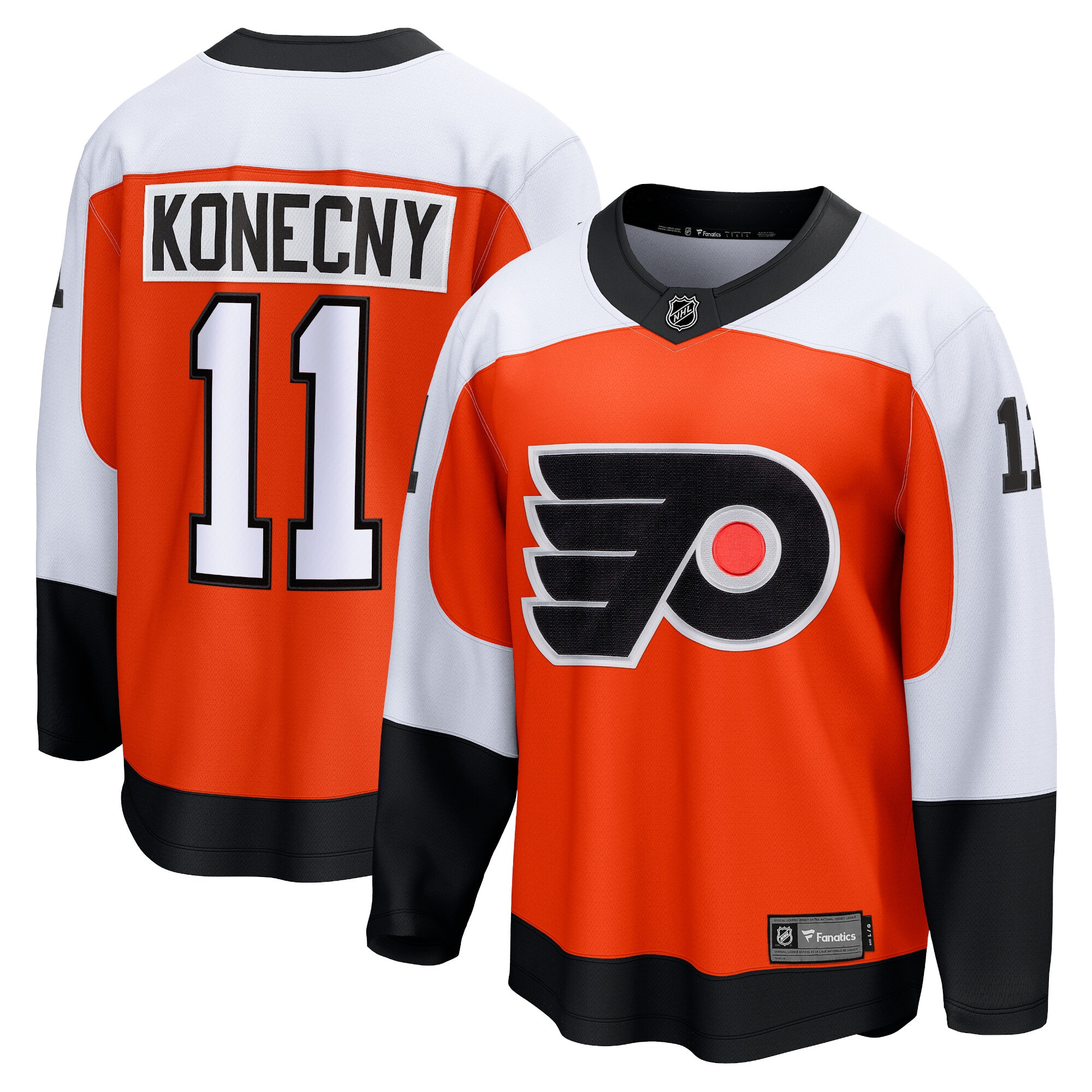 Philadelphia Flyers Travis Konecny Orange Home Premier Breakaway Player NHL Jersey Men's