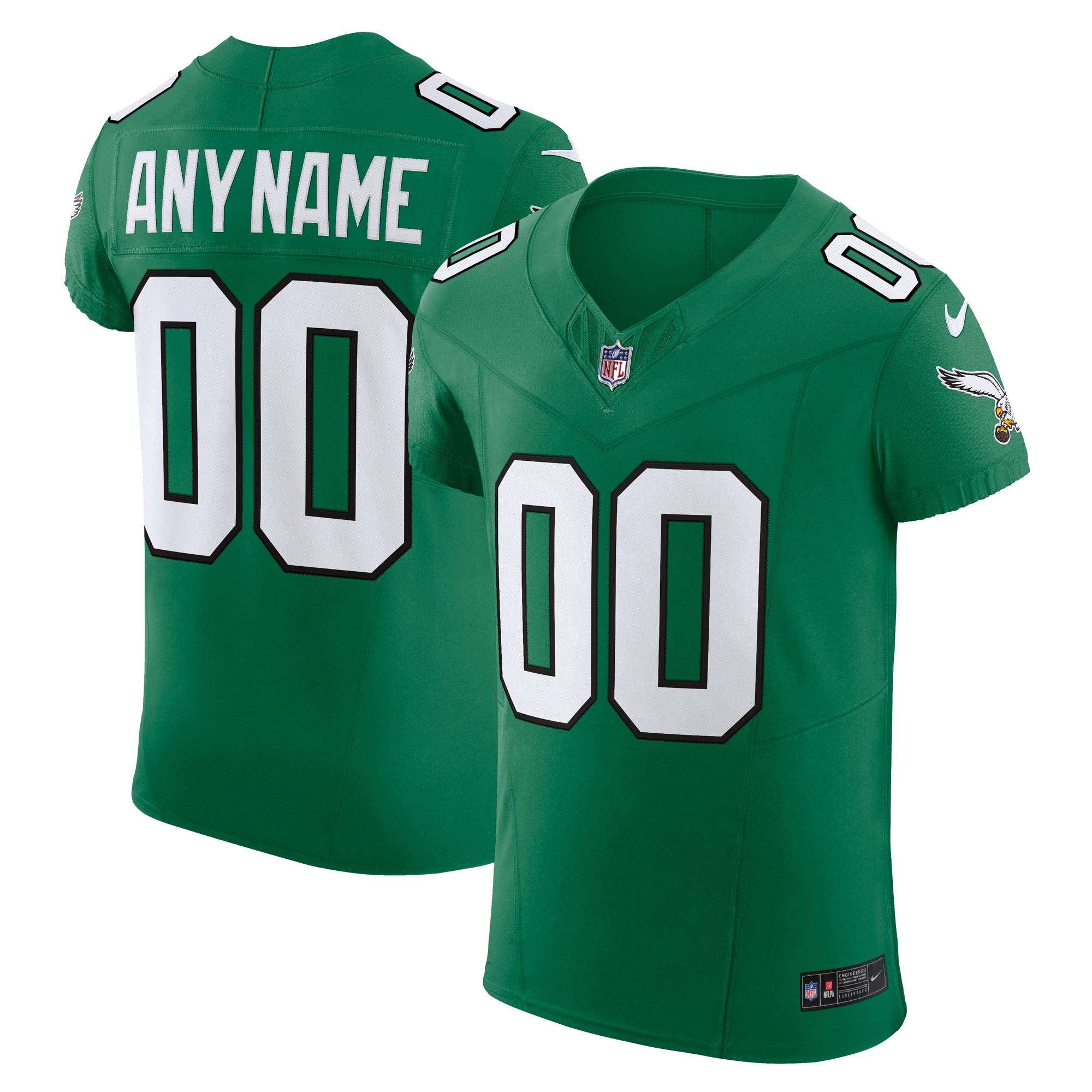 Philadelphia Eagles Kelly Green 2nd Alternate Vapor F.U.S.E. Elite Custom NFL Jersey Men's