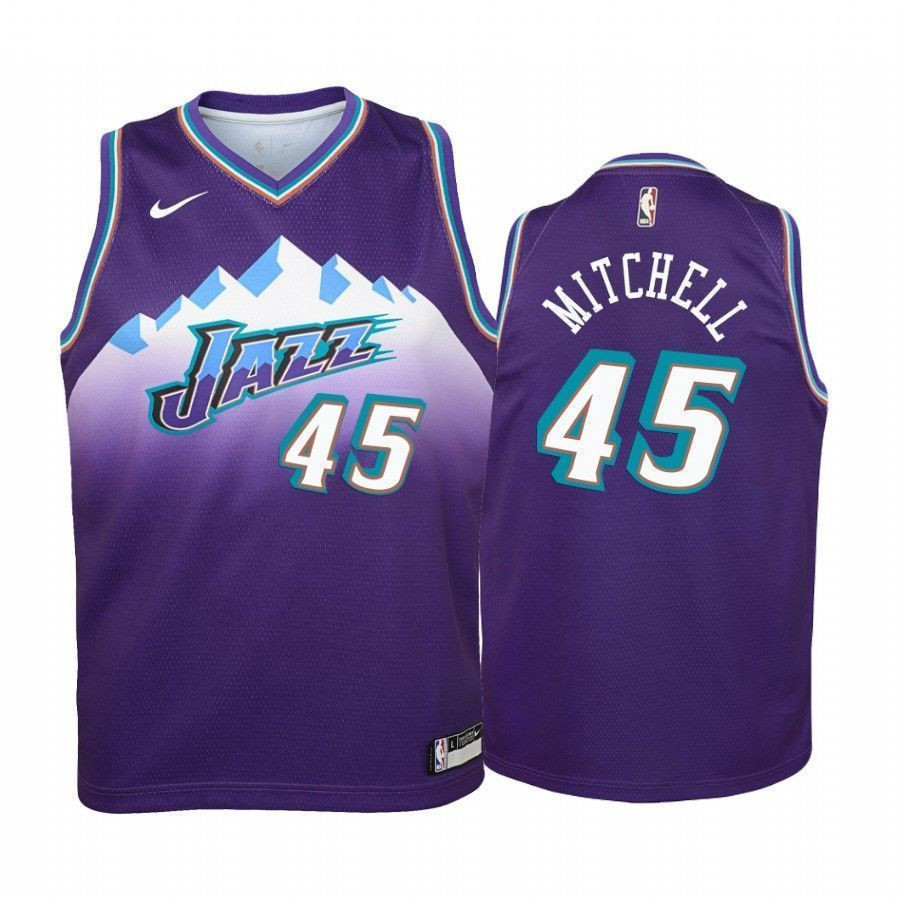 Donovan Mitchell Utah Jazz Purple Hardwood Classics NBA Jersey Youth