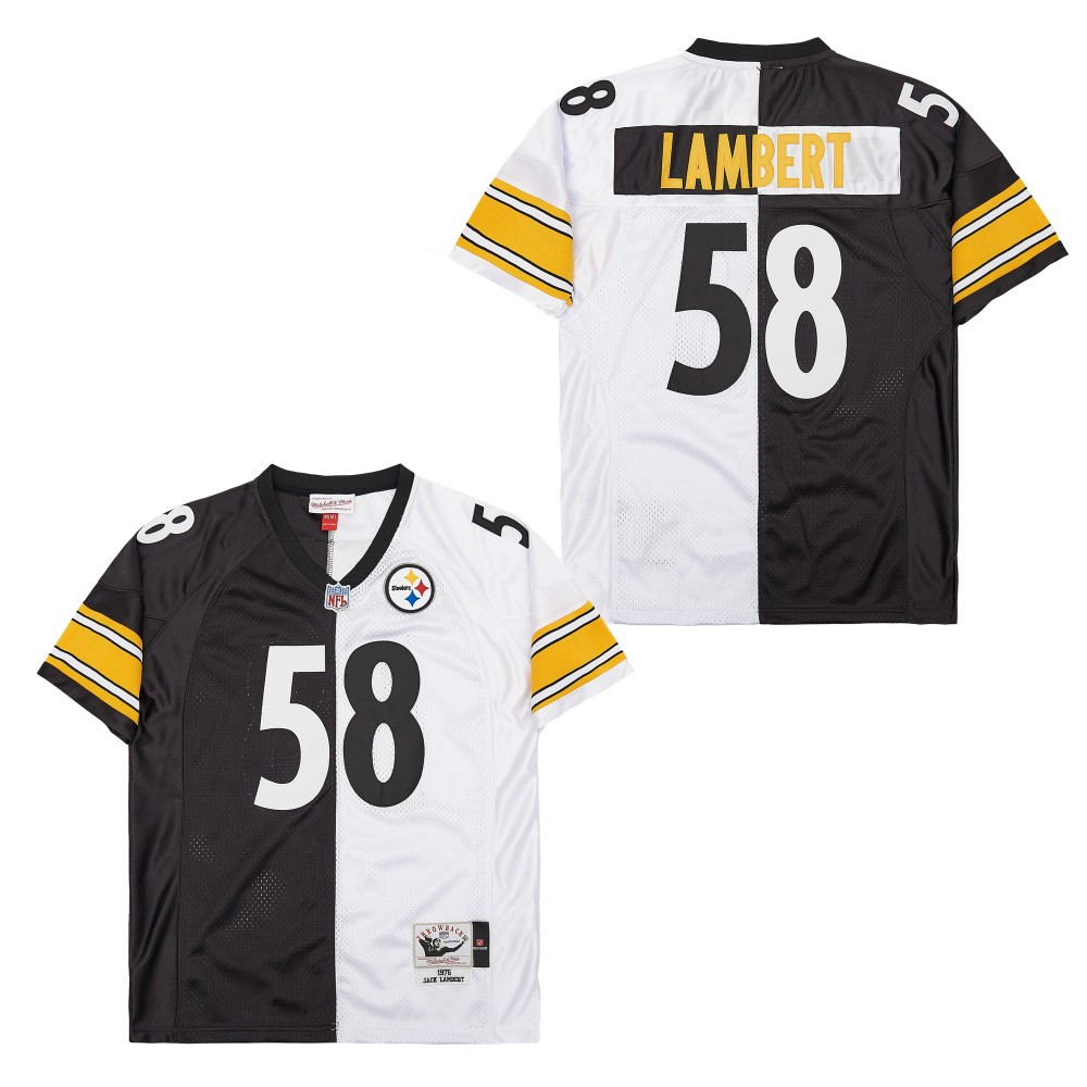 Jack Lambert 58 Pittsburgh Steelers Two-Toned Retro Throwback Black/White NFL Jersey Men's