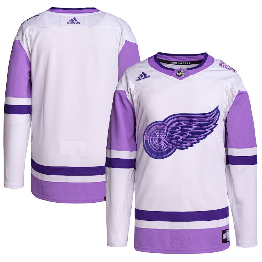 Detroit Red Wings Fights Cancer Primegreen White/Purple NHL Jersey Men's