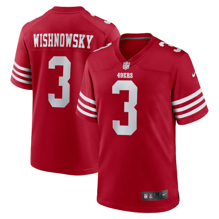 Mitch Wishnowsky 3 San Francisco 49ers Game Scarlet NFL Jersey Men's