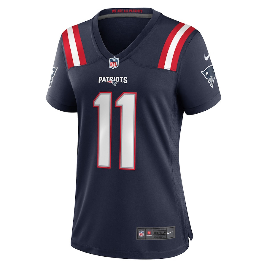 Tyquan Thornton 11 New England Patriots Game Navy NFL Jersey Women's