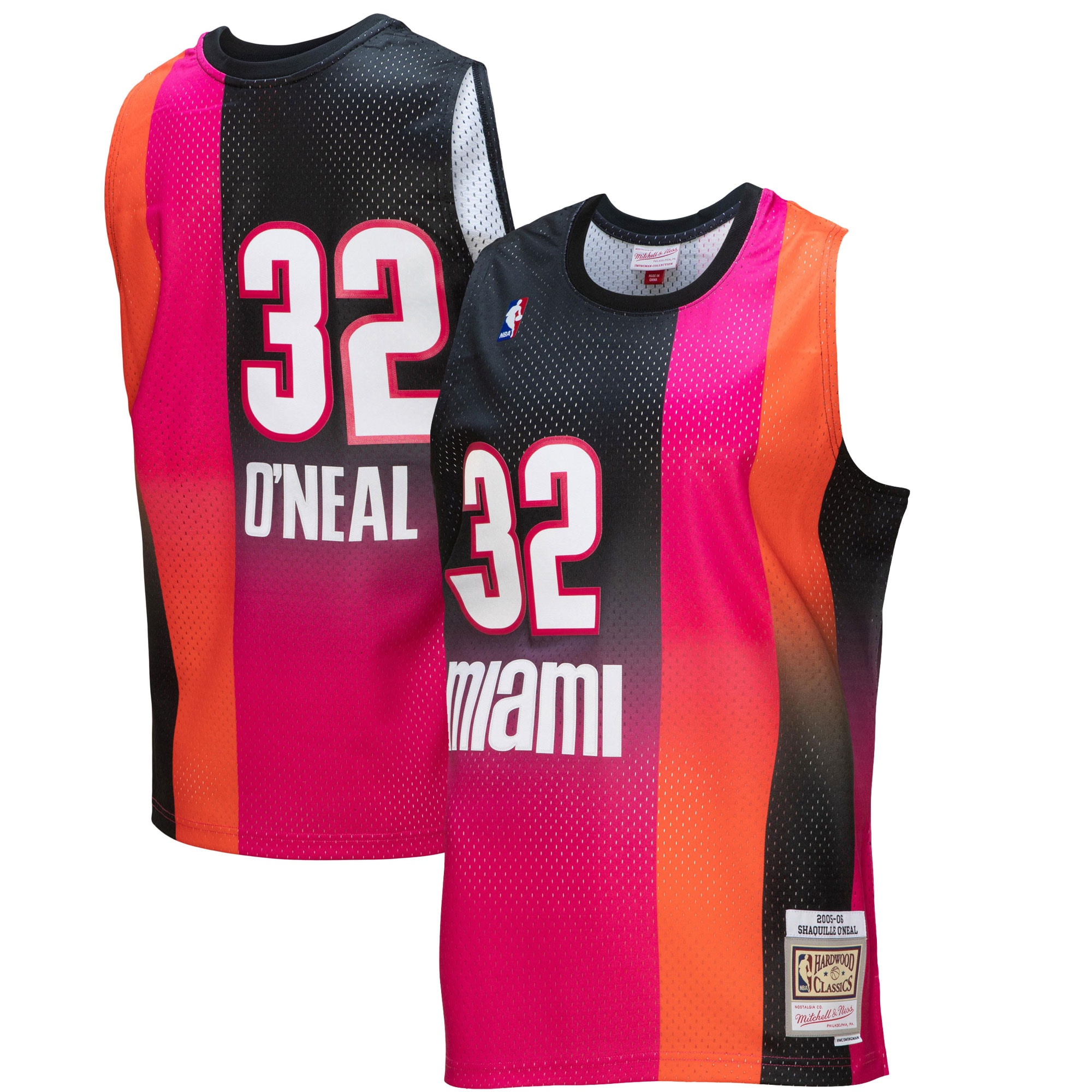 Mitchell Ness Shaquille O'Neal Pink/Black Miami Heat 2005/06 Hardwood Classics Fadeaway Swingman Player NBA Jersey Men's