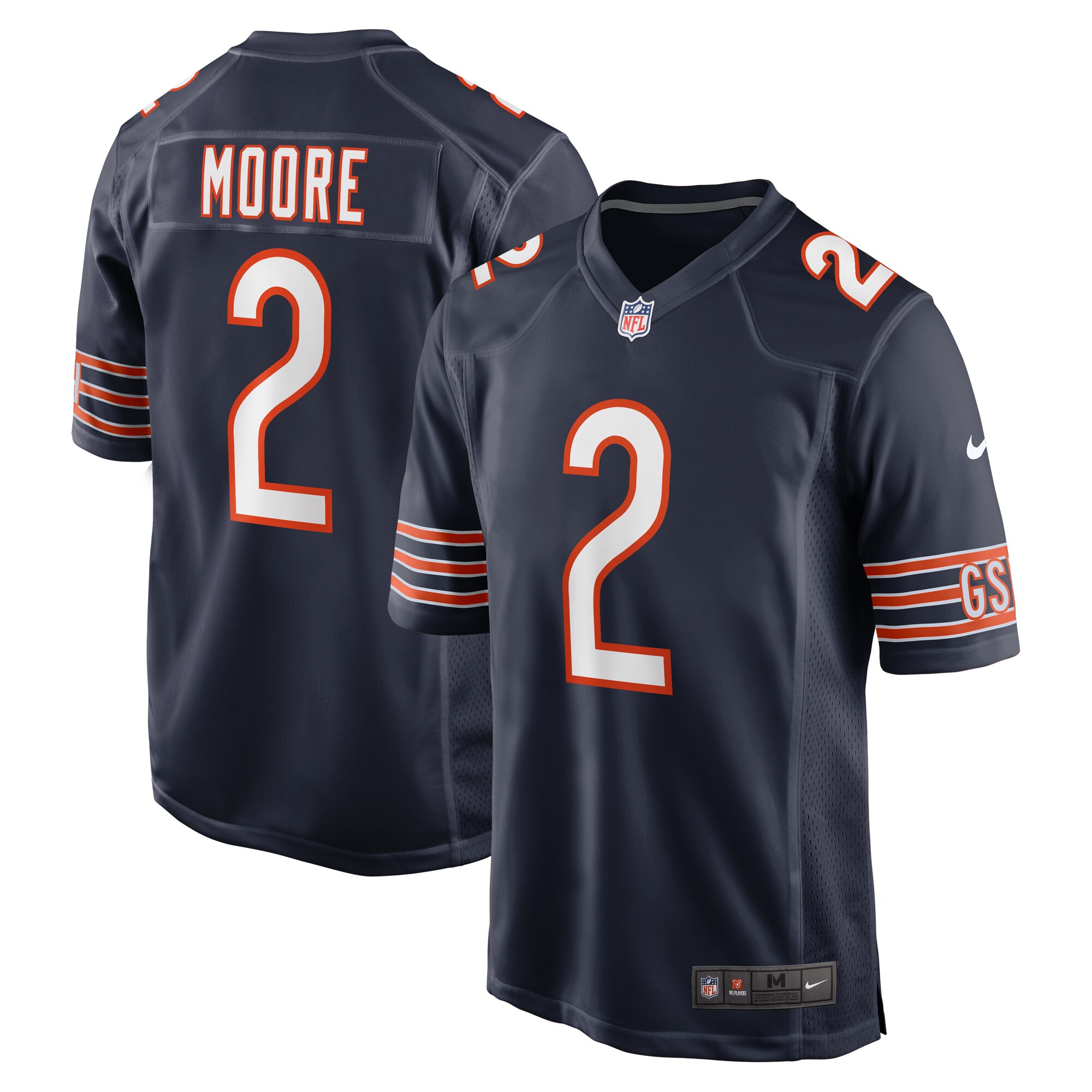 Chicago Bears D.J. Moore Navy Team Color Game NFL Jersey Men's