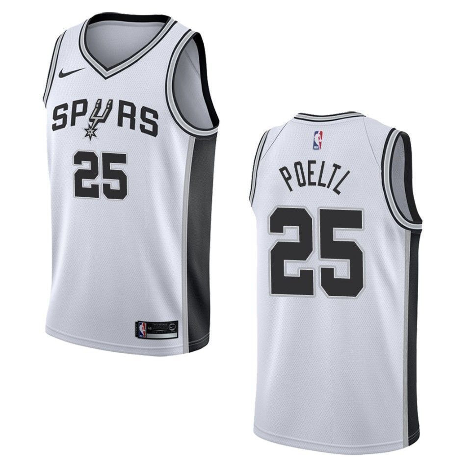 San Antonio Spurs 25 Jakob Poeltl Association Swingman White NBA Jersey Men's