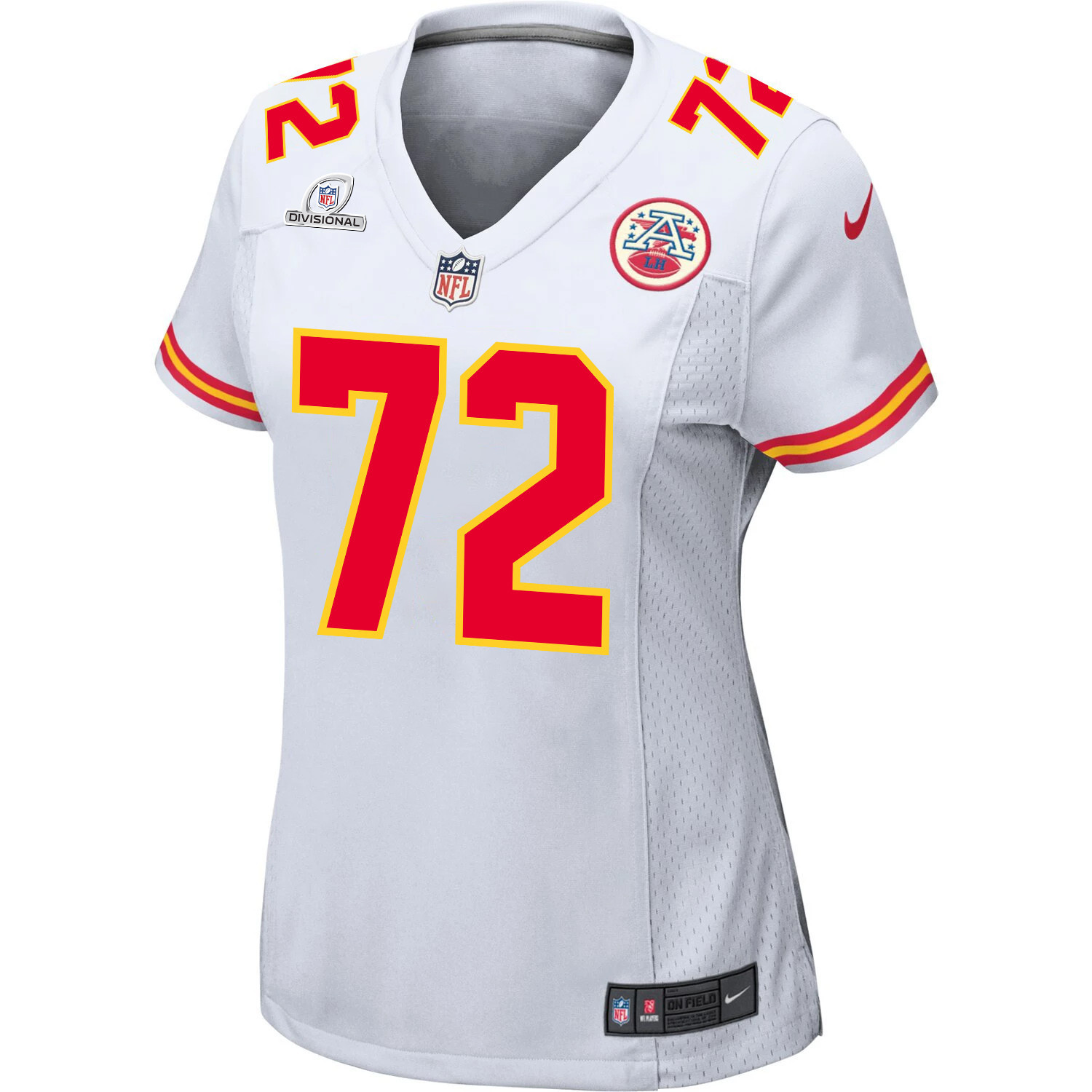 Chukwuebuka Godrick 72 Kansas City Chiefs Super Bowl LVIII Patch Game White NFL Jersey Women's