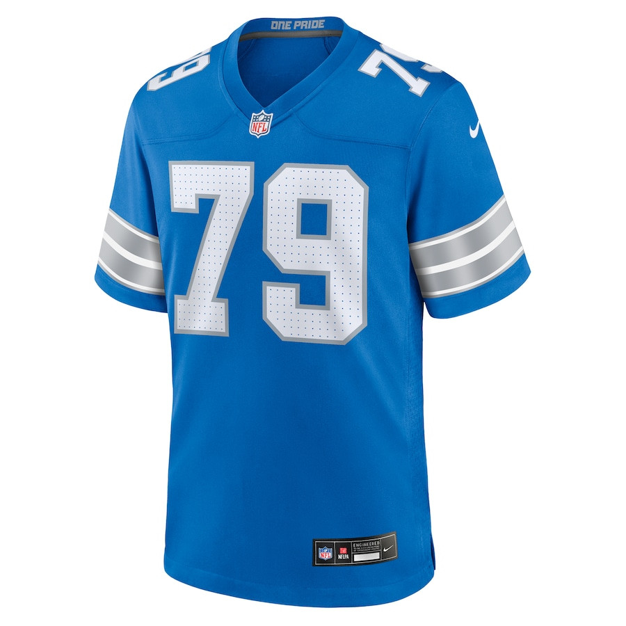 John Cominsky 79 Detroit Lions Team Game Blue NFL Jersey Men's