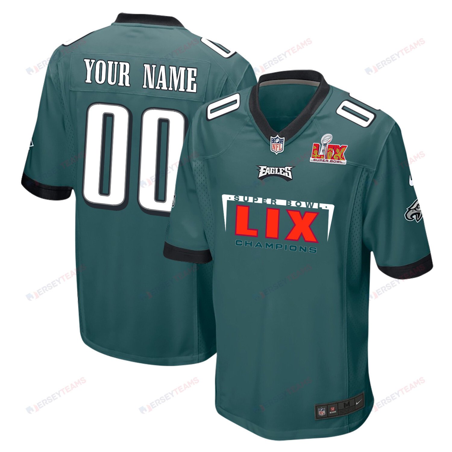 Philadelphia Eagles Super Bowl LIX Champions Simple Style Game Custom Midnight Green NFL Jersey Men's