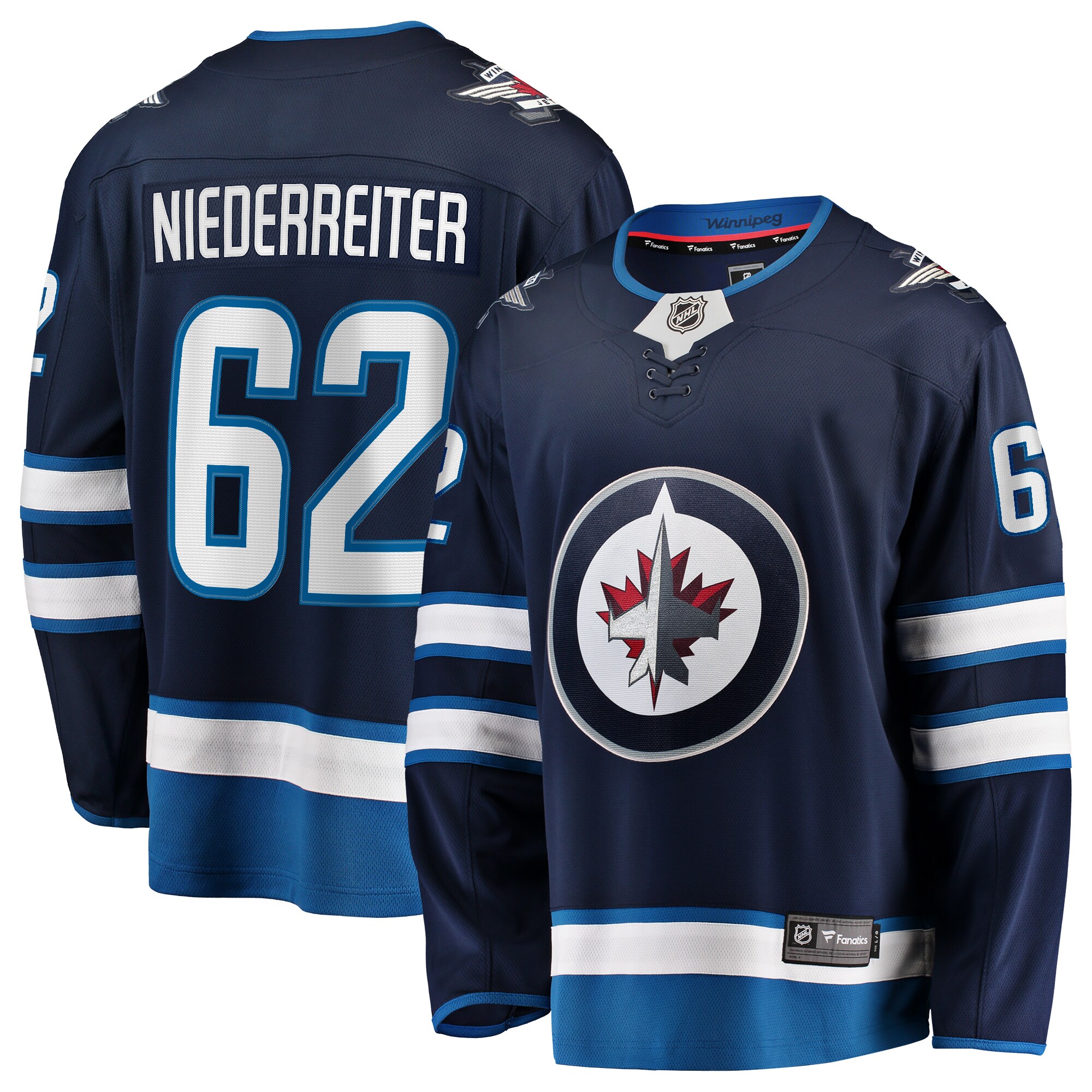 Winnipeg Jets Nino Niederreiter Navy Home Premier Breakaway Player NHL Jersey Men's