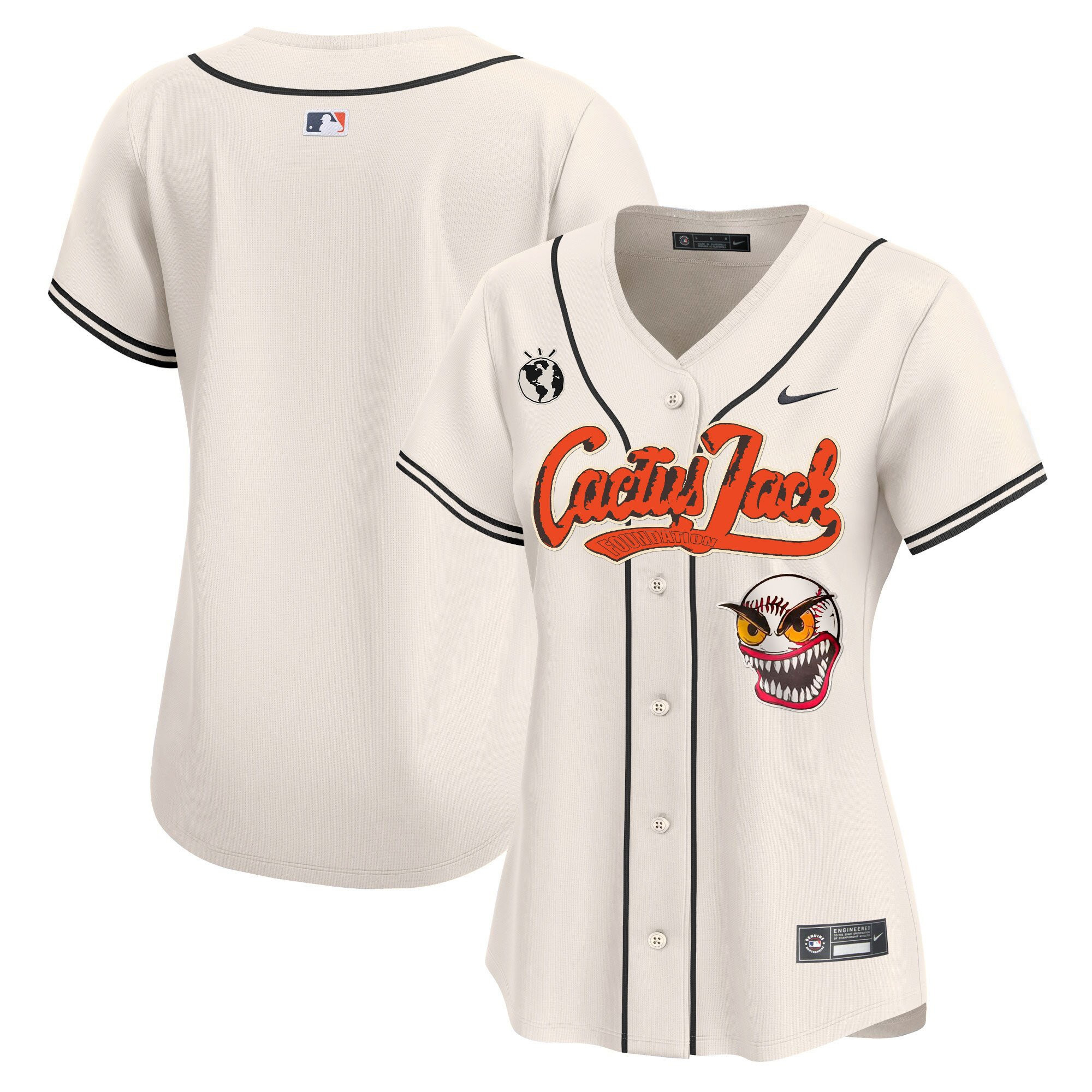 Houston Astros Cactus Jack Patch Cream MLB Jersey Women's