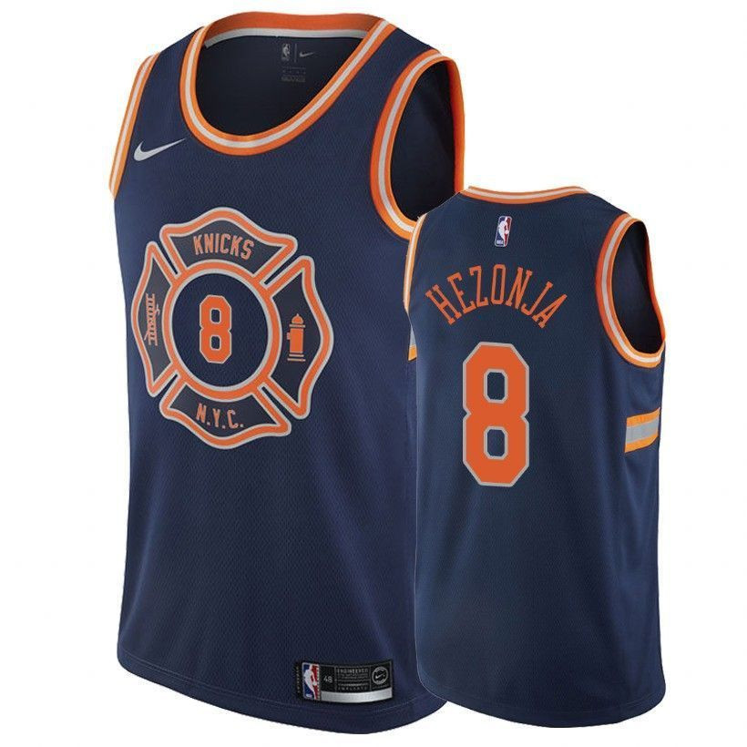 New York Knicks Mario Hezonja 8 City Edition Navy NBA Jersey Men's