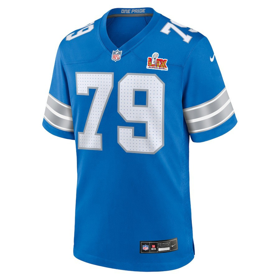 John Cominsky #79 Detroit Lions Super Bowl LIX Blue NFL Jersey Men's