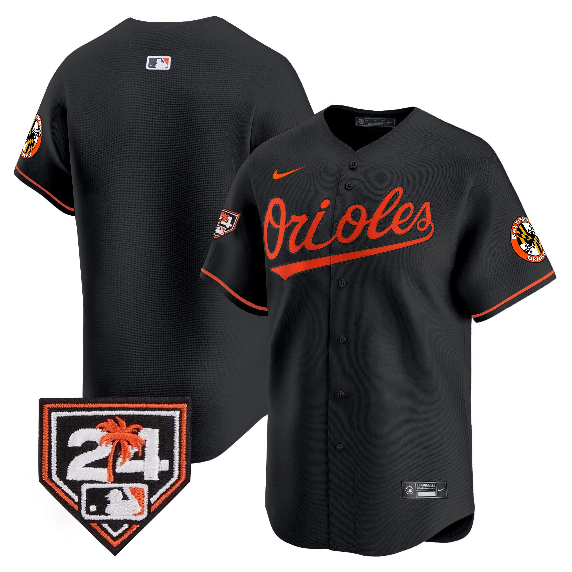 Baltimore Orioles 2024 Spring Training Patch Black MLB Jersey Men's