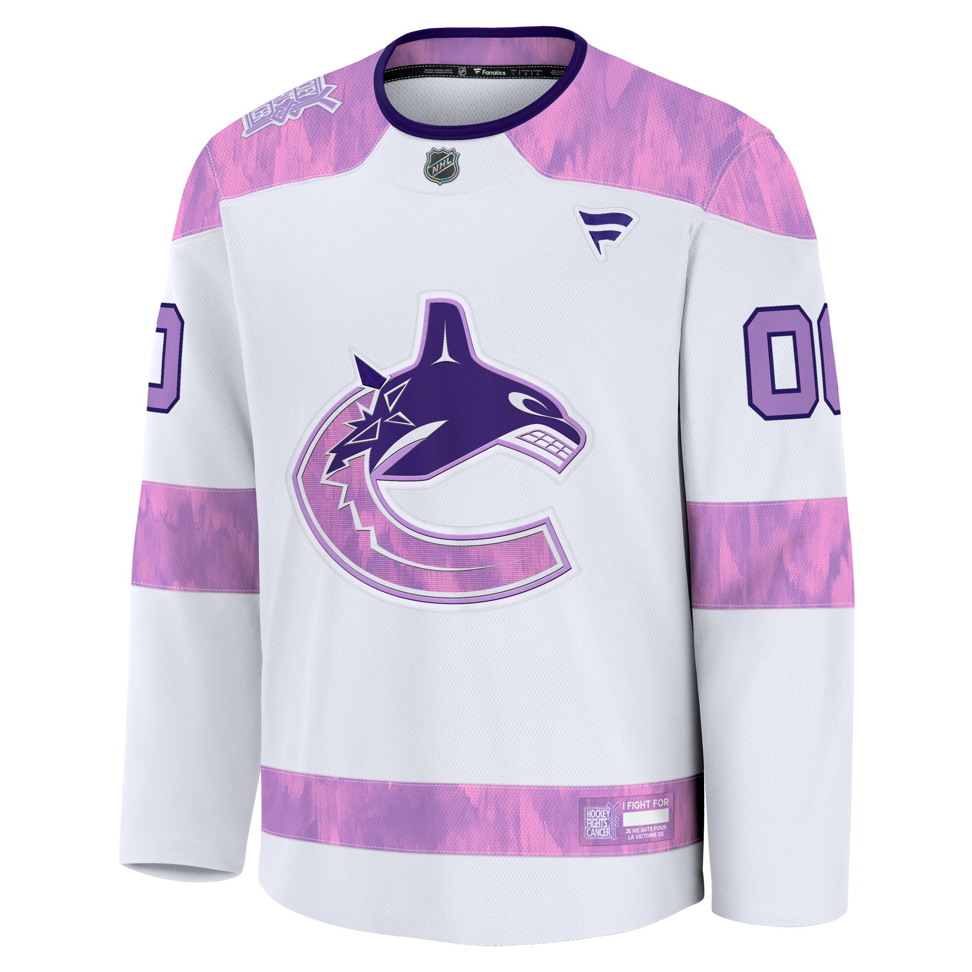 Vancouver Canucks White 2024 Fights Cancer Custom Practice NHL Jersey Men's