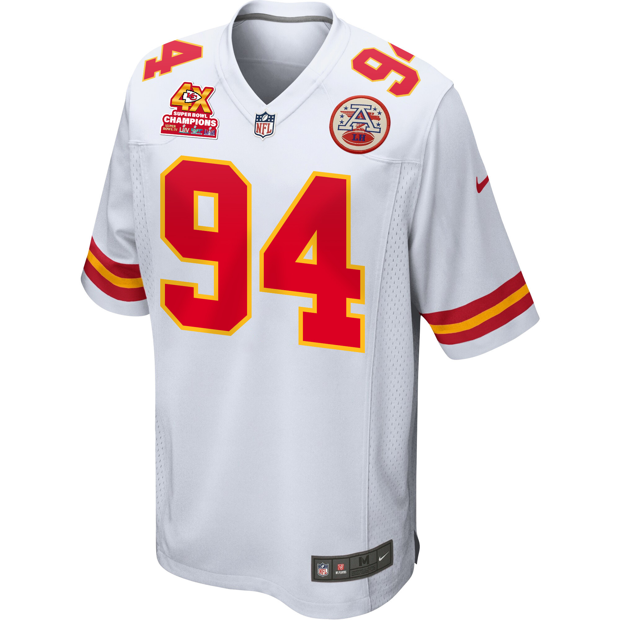 Malik Herring 94 Kansas City Chiefs Super Bowl LVIII Champions 4X Game White NFL Jersey Men's