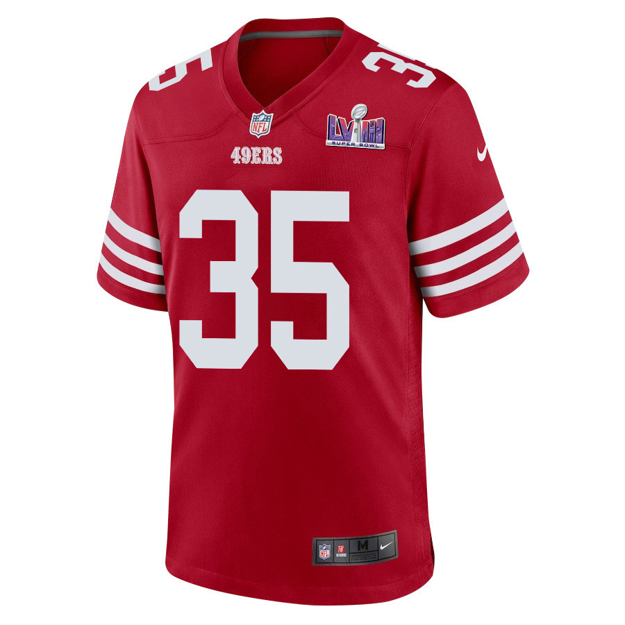 Erik Harris 35 San Francisco 49ers Super Bowl LVIII Patch Game Scarlet NFL Jersey Men's