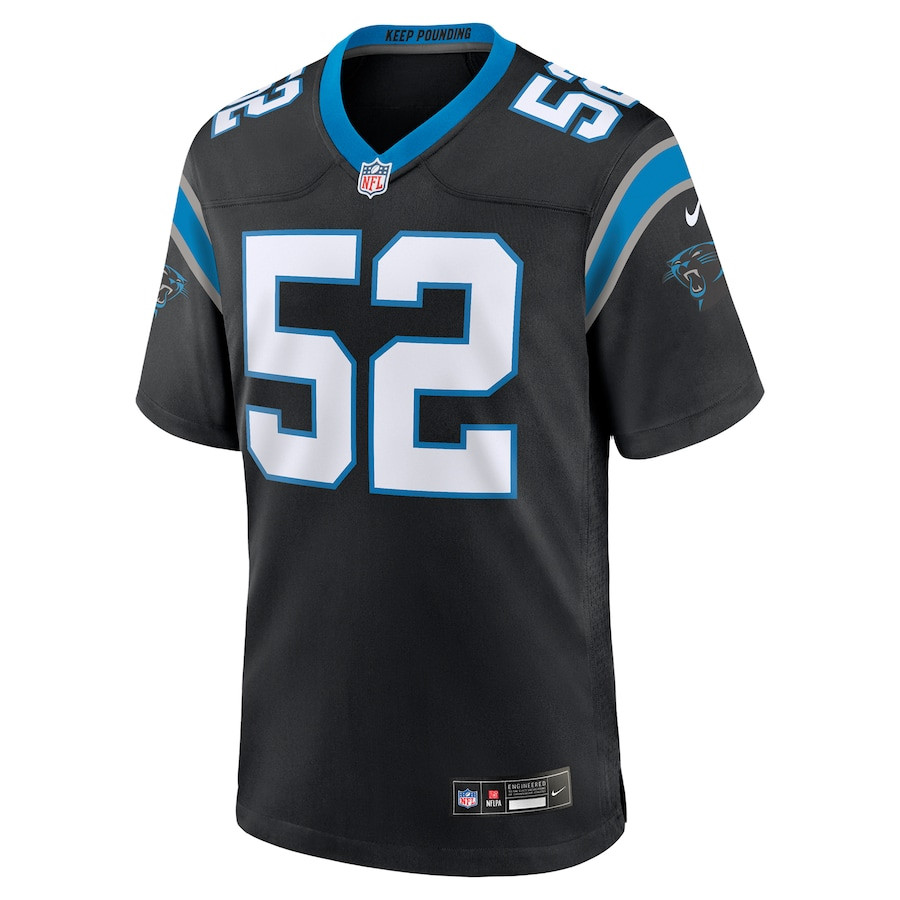 DJ Johnson 52 Carolina Panthers Game Black NFL Jersey Men's
