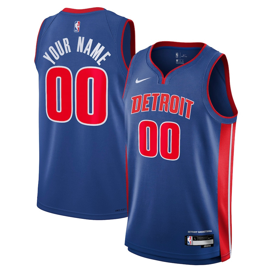 Detroit Pistons 2023/24 Icon Swingman Custom Blue NBA Jersey Men's