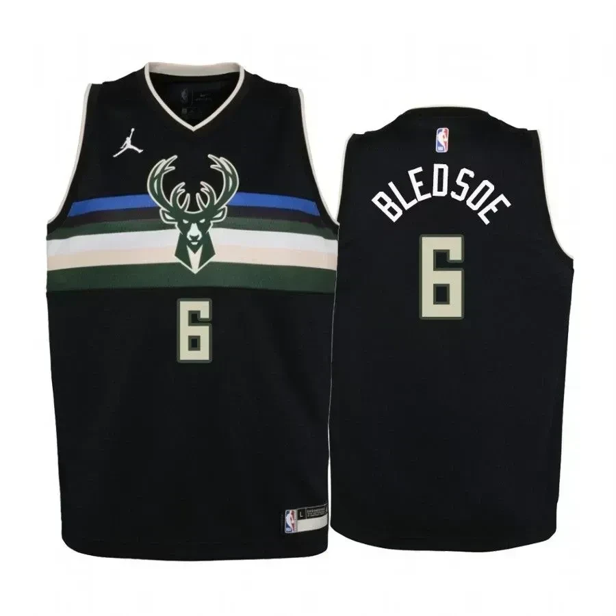 Eric Bledsoe Milwaukee Bucks Black Statet Jumpman NBA Jersey Youth