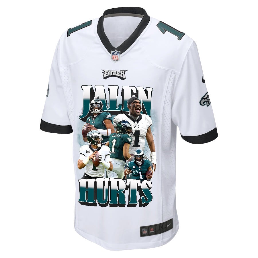 Jalen Hurts 1 Philadelphia Eagles Legacy Game White NFL Jersey Men's