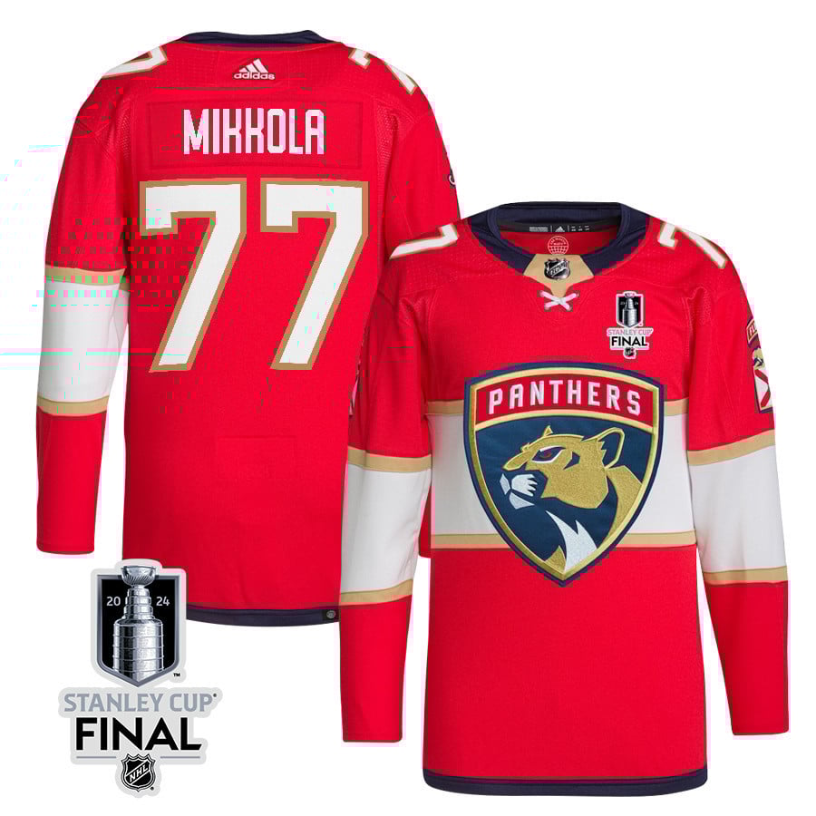 Niko Mikkola 77 Florida Panthers 2024 STANLEY CUP Final Home Breakaway Red NHL Jersey Men's