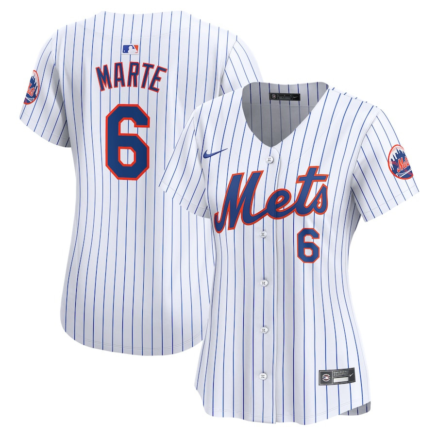 Starling Marte 6 New York Mets Home Limited Player White MLB Jersey Women's