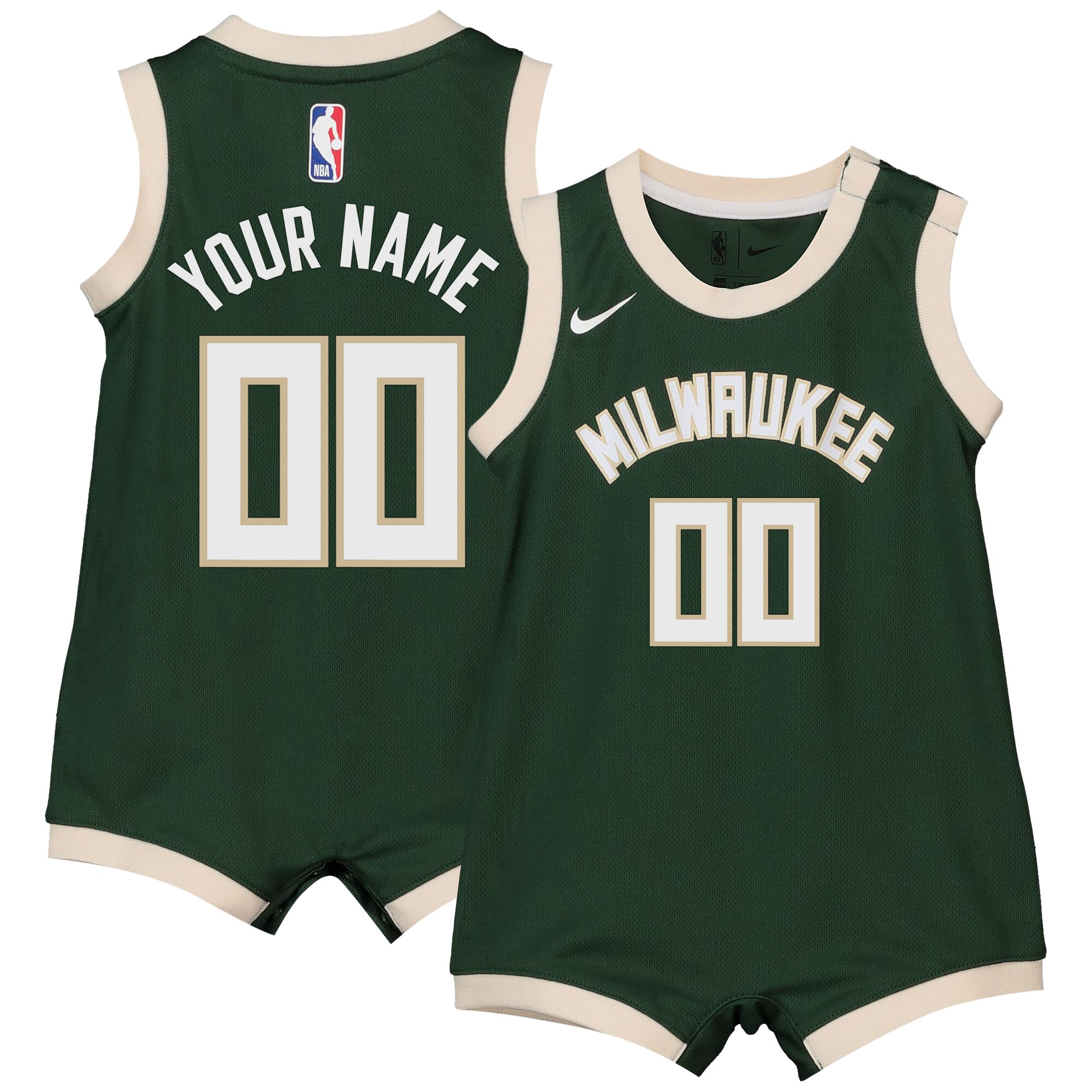 Milwaukee Bucks Onesie Custom Infant NBA Jersey Men's