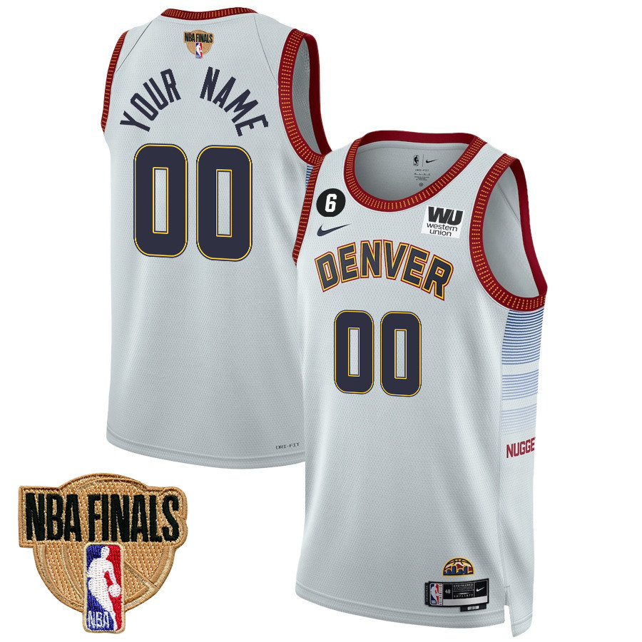 Custom 00 Denver Nuggets Final Champions 2023 Swingman White NBA Jersey Men's