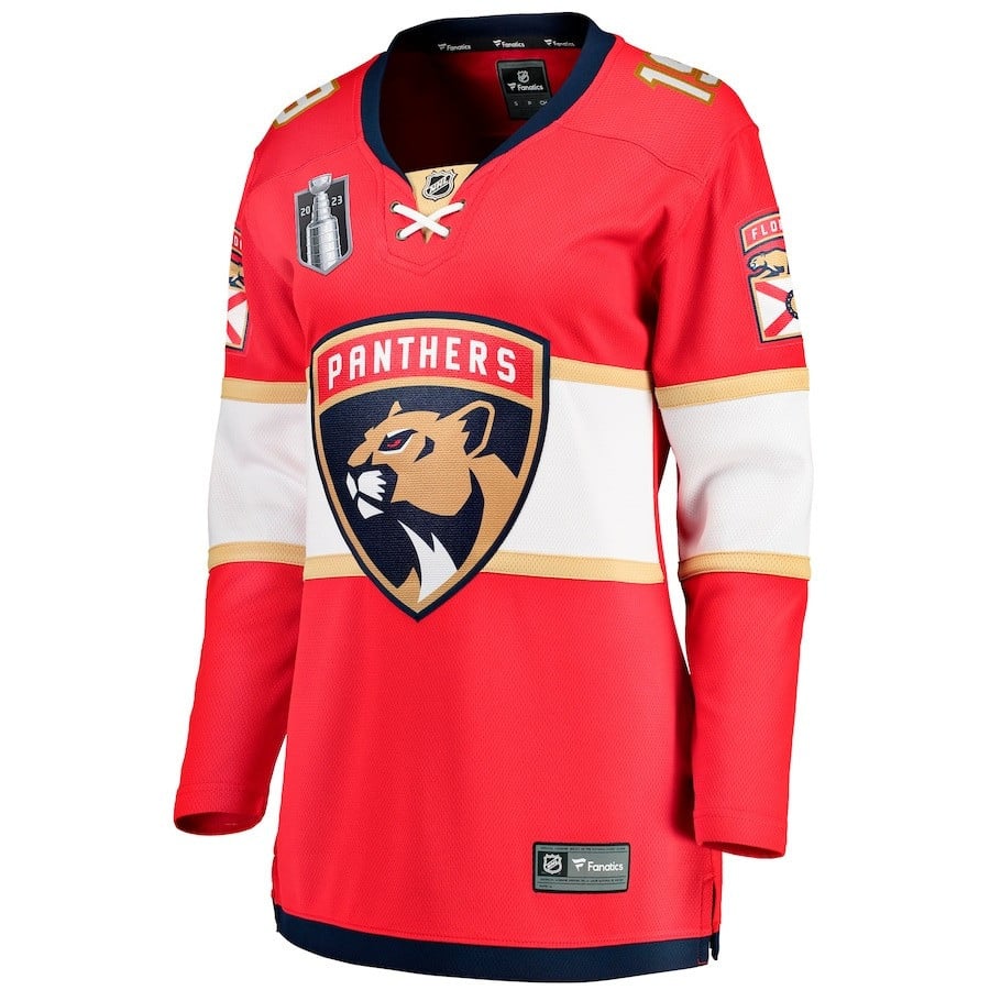 Matthew Tkachuk 19 Florida Panthers 2023 Stanley Cup Final Home Breakaway Player Red NHL Jersey Women's