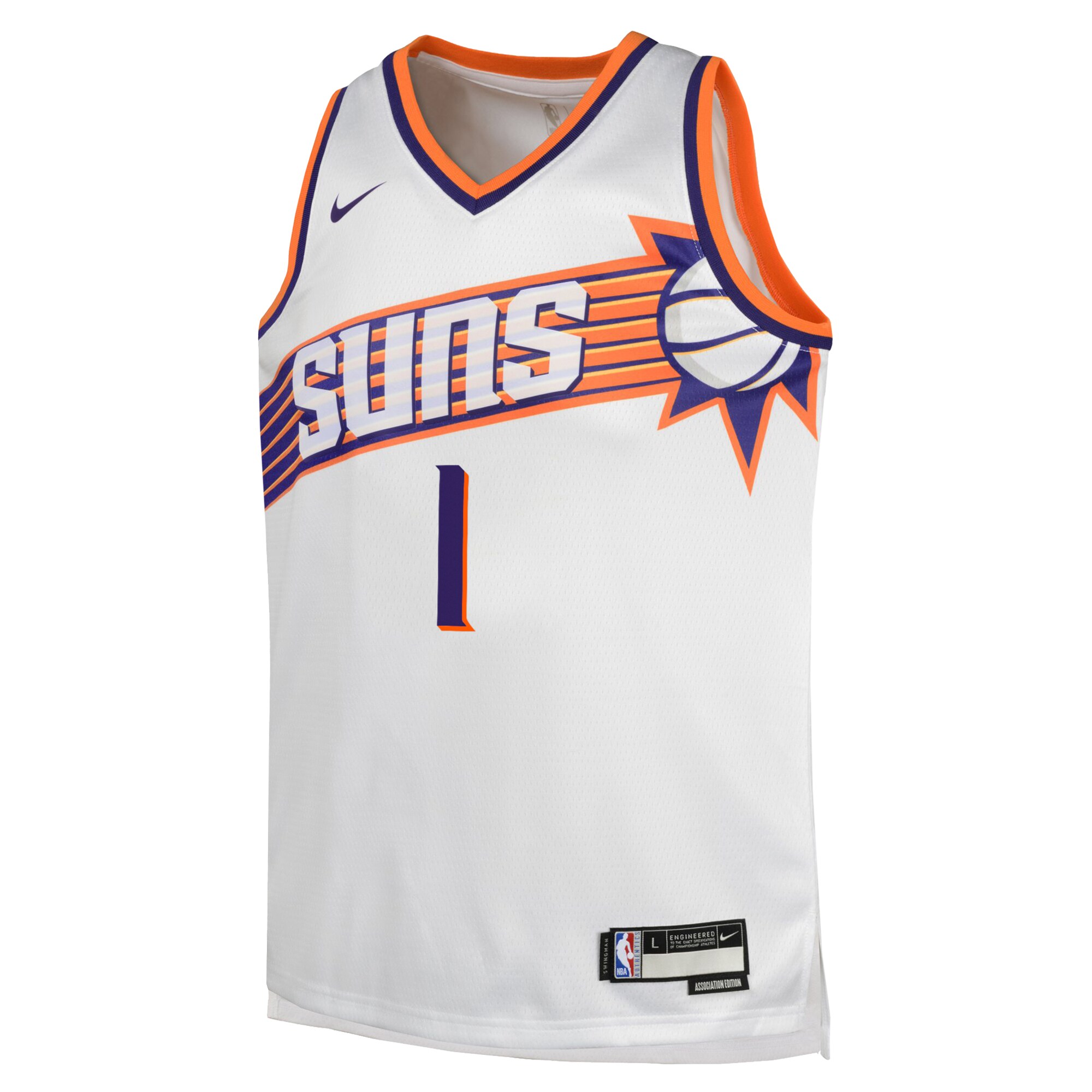 Camiseta Association Edition Swingman de los Phoenix Suns Blanco Devin Booker NBA Jersey Men's