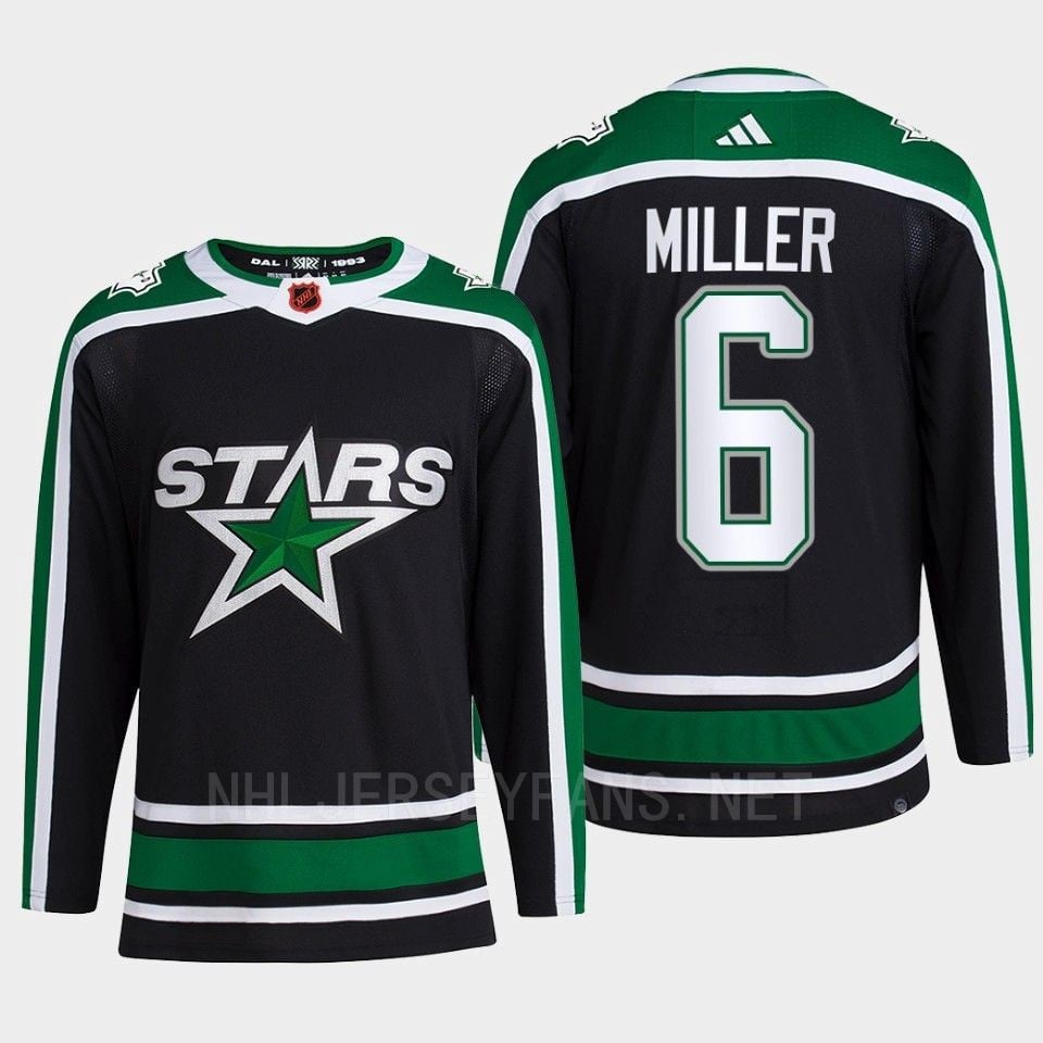 Colin Miller 6 Reverse Retro 2.0 2022 Dallas Stars Black Pro Primegreen NHL Jersey Men's