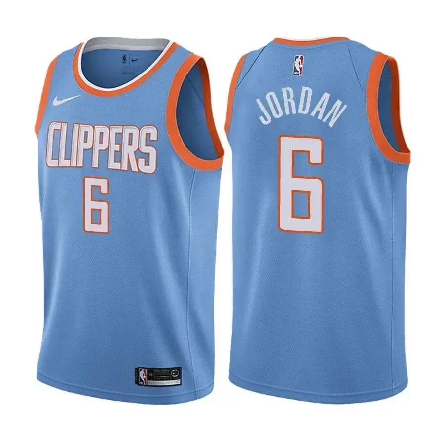 Los Angeles Clippers Deandre Jordan 6 City Edition Blue NBA Jersey Men's
