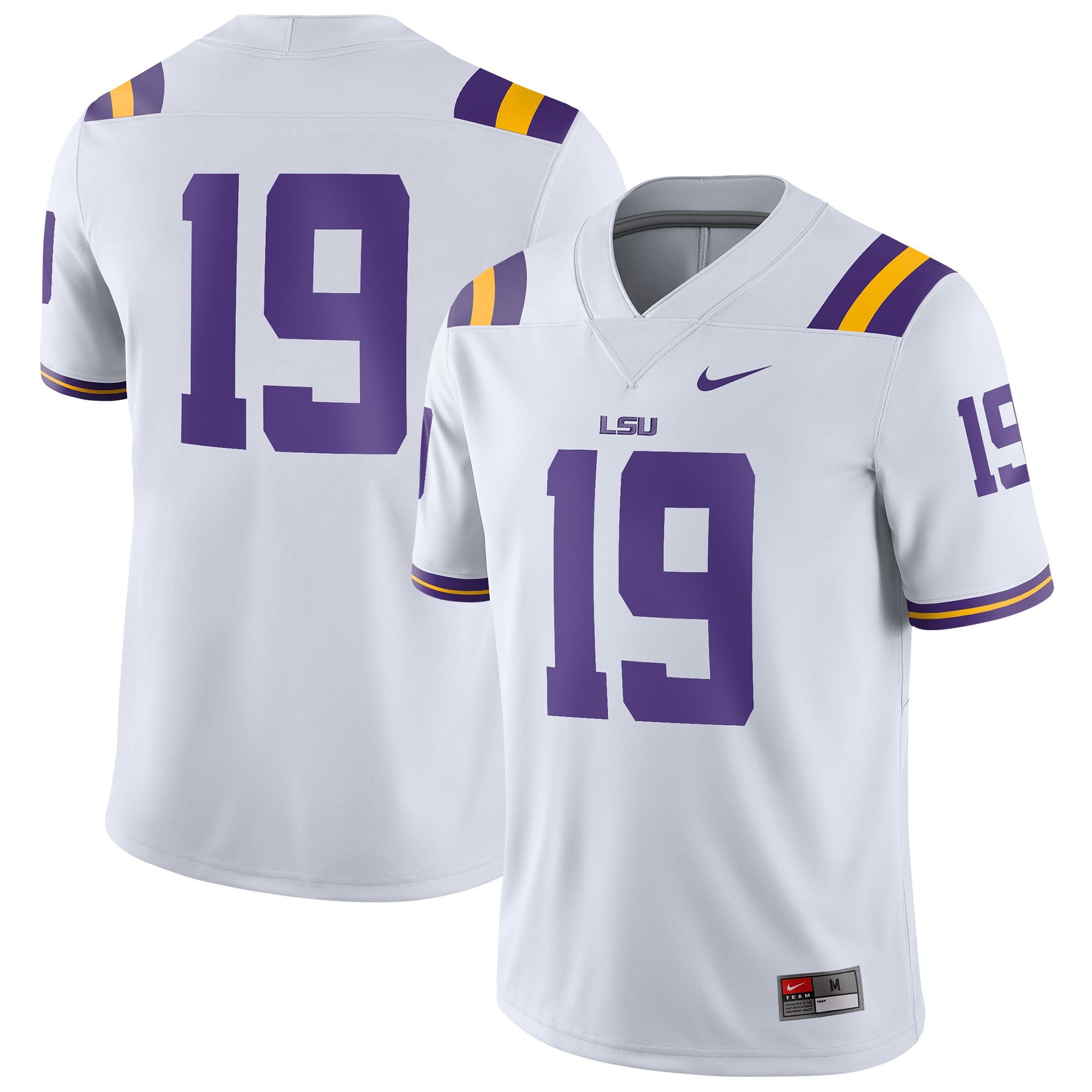 LSU Tigers Game White #19 NCAA Jersey Men's