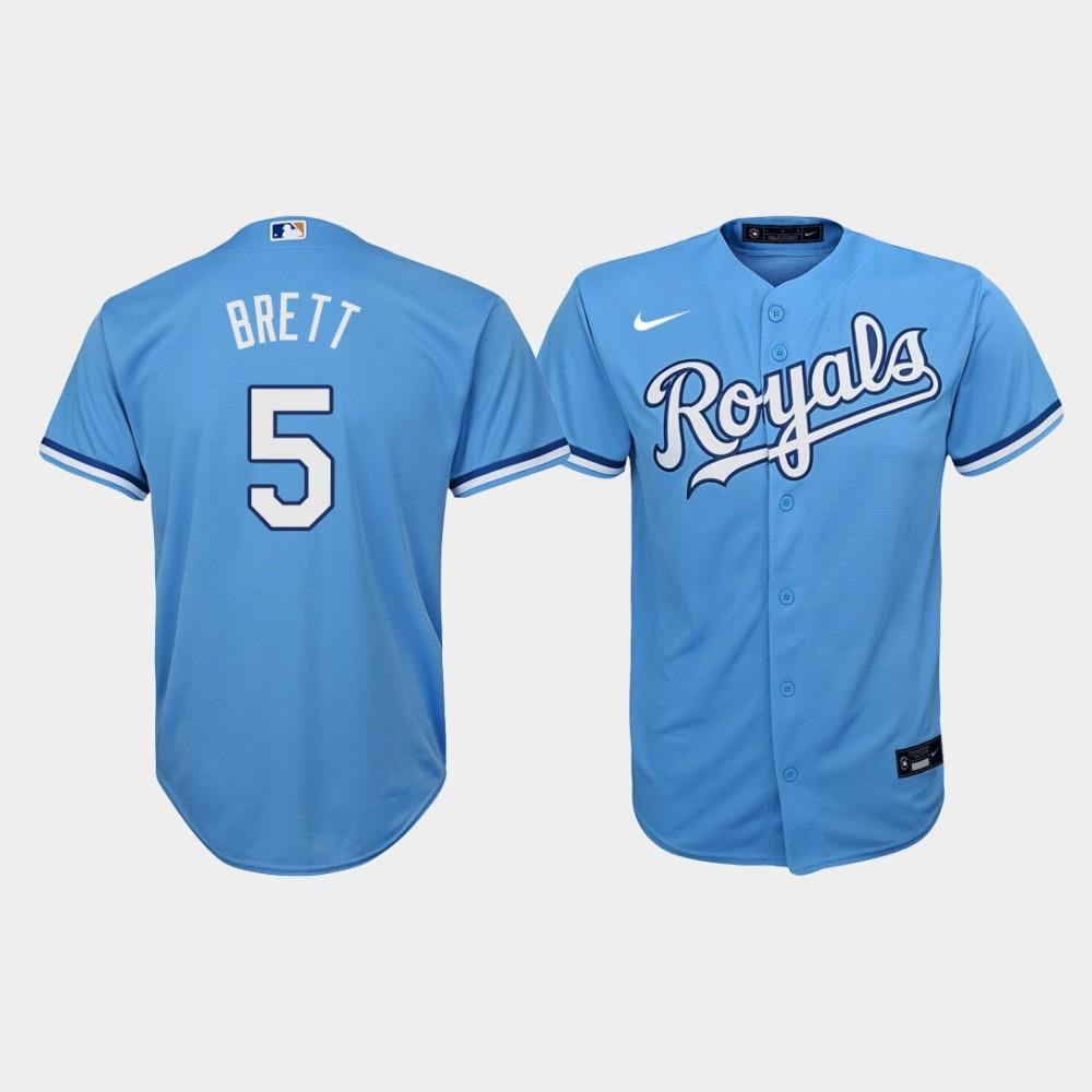 Kansas City Royals George Brett 5 Light Blue Alternate MLB Jersey Youth