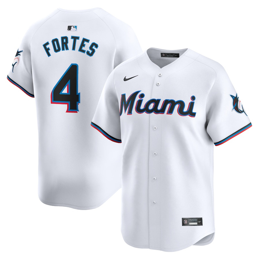 Nick Fortes 4 Miami Marlins Home Limited Player White MLB Jersey Men's